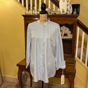 ❤️Per Se by Carlisle Blue Button Up Blouse with Riffled Buttoned Cuff.  Size 18